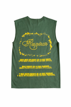 Load image into Gallery viewer, TU ANSIEDAD TE ESTA MINTIENDO CUT OFF T-SHIRT FOREST GREEN
