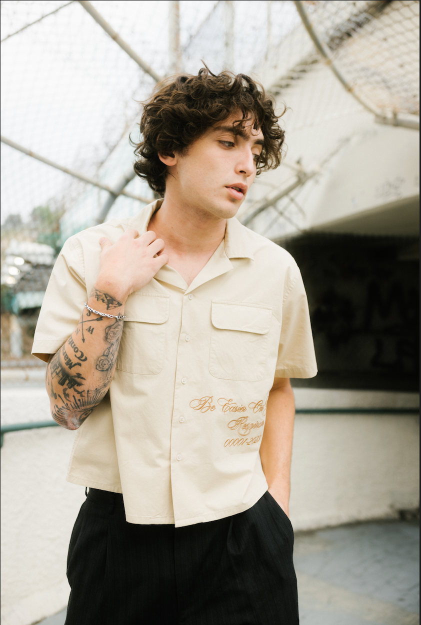 BEOY CROPPED BUTTON-UP SHIRT